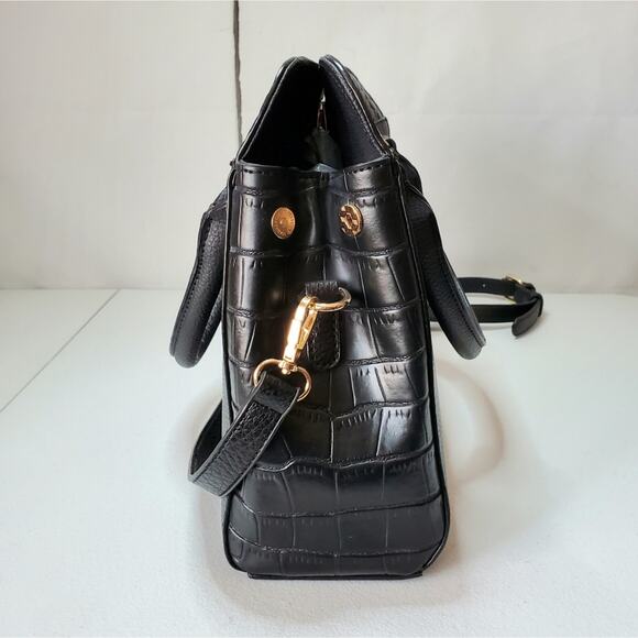 Bob Mackie Rodeo Drive Croc Print Leather Satchel Handbag - Picture 3 of 12